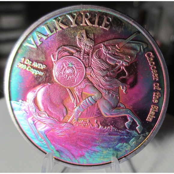 Colored Brilliant Finish Art Coin: Norse Gods Odin-Valkyrie Stunning!!!Unique!!! - Picture 4 of 4